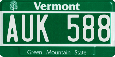VT license plate AUK588