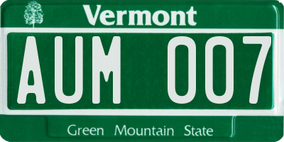 VT license plate AUM007