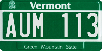 VT license plate AUM113
