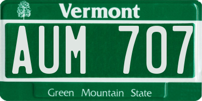 VT license plate AUM707