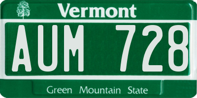 VT license plate AUM728