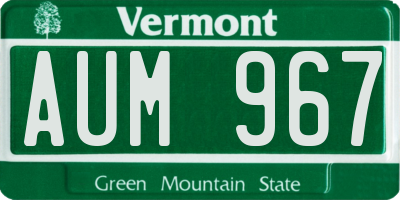 VT license plate AUM967