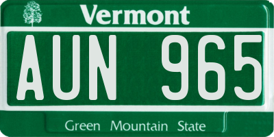 VT license plate AUN965