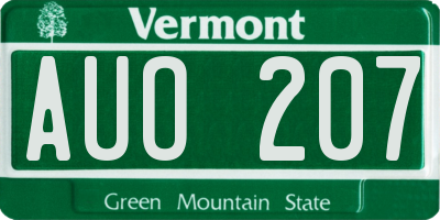 VT license plate AUO207