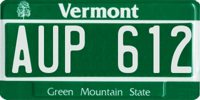 VT license plate AUP612