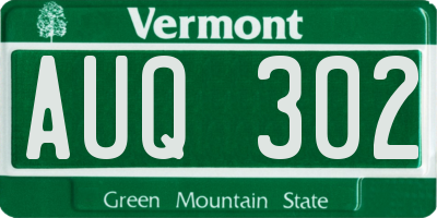VT license plate AUQ302