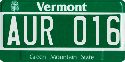 VT license plate AUR016