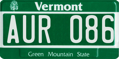 VT license plate AUR086
