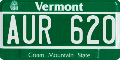 VT license plate AUR620