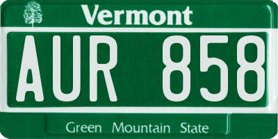 VT license plate AUR858