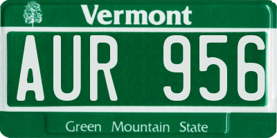 VT license plate AUR956
