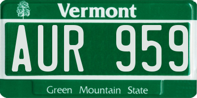 VT license plate AUR959