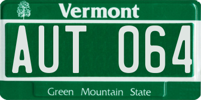 VT license plate AUT064