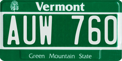 VT license plate AUW760