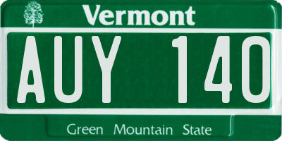 VT license plate AUY140