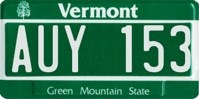 VT license plate AUY153