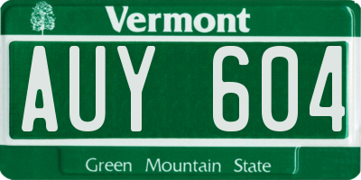 VT license plate AUY604