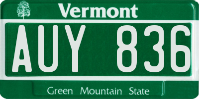 VT license plate AUY836