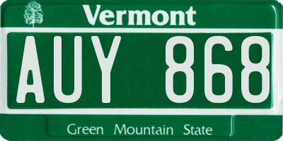 VT license plate AUY868