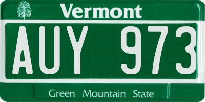 VT license plate AUY973
