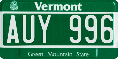 VT license plate AUY996