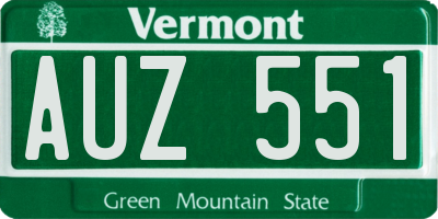 VT license plate AUZ551