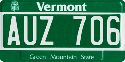 VT license plate AUZ706