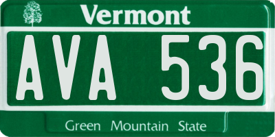 VT license plate AVA536