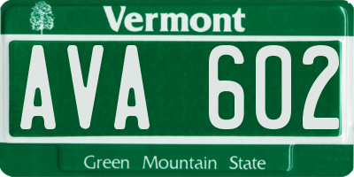VT license plate AVA602