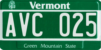 VT license plate AVC025