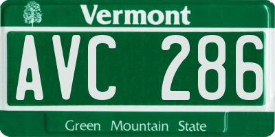 VT license plate AVC286
