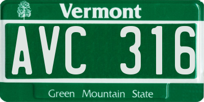 VT license plate AVC316