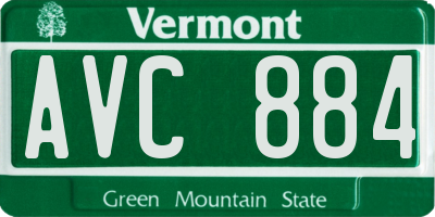 VT license plate AVC884