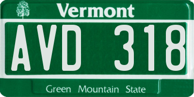 VT license plate AVD318