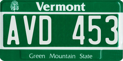 VT license plate AVD453