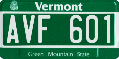 VT license plate AVF601