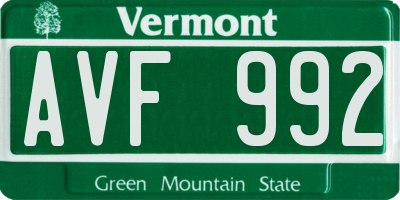 VT license plate AVF992