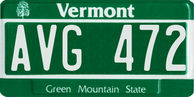 VT license plate AVG472