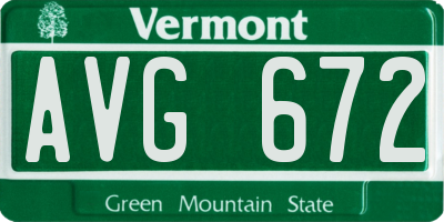 VT license plate AVG672