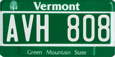 VT license plate AVH808