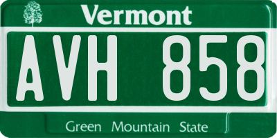 VT license plate AVH858