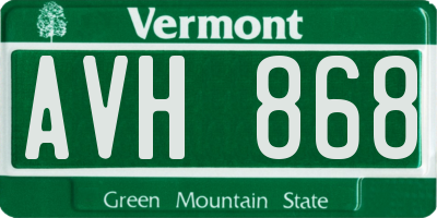 VT license plate AVH868