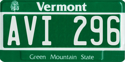 VT license plate AVI296