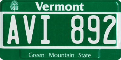 VT license plate AVI892