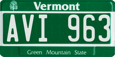 VT license plate AVI963