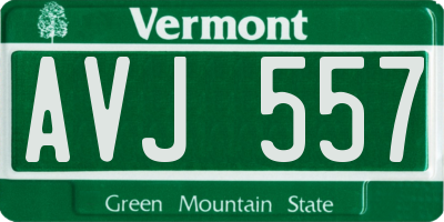 VT license plate AVJ557