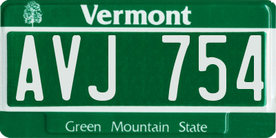 VT license plate AVJ754