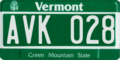 VT license plate AVK028