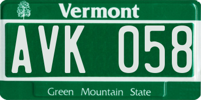 VT license plate AVK058