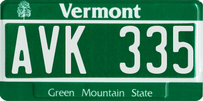 VT license plate AVK335